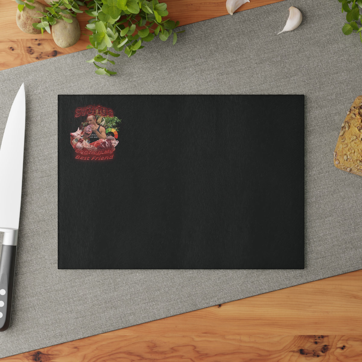 Primal goatis cutting board glass